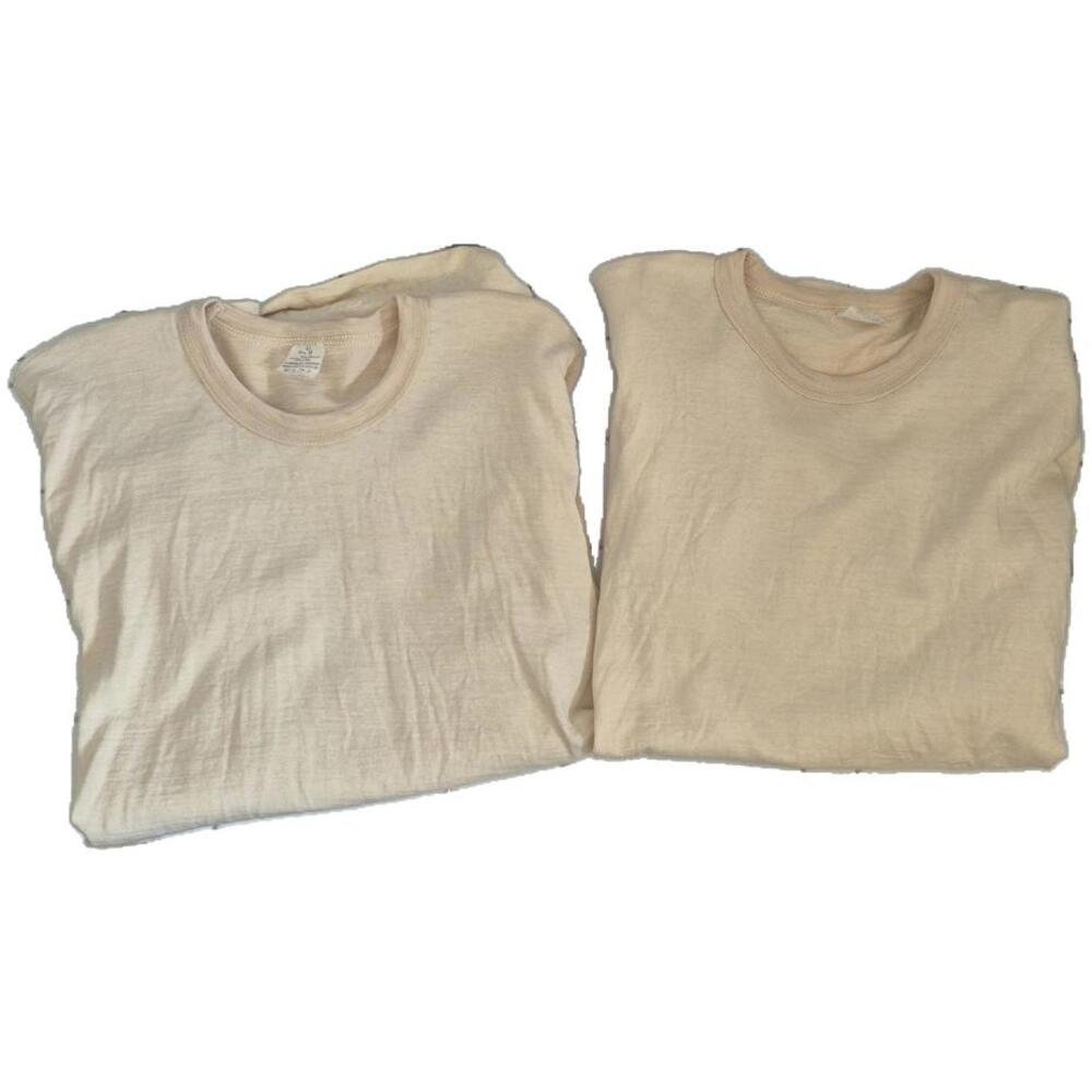 Italian Army Lot Of 2 Mens Long Sleeve Thermal Top Crew Neck Color Cream